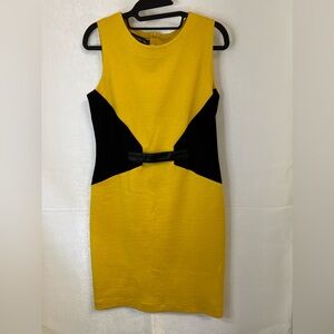 Buchanan Kang Yellow Black Bodycon Sheath Dress Corset Sleeveless Look